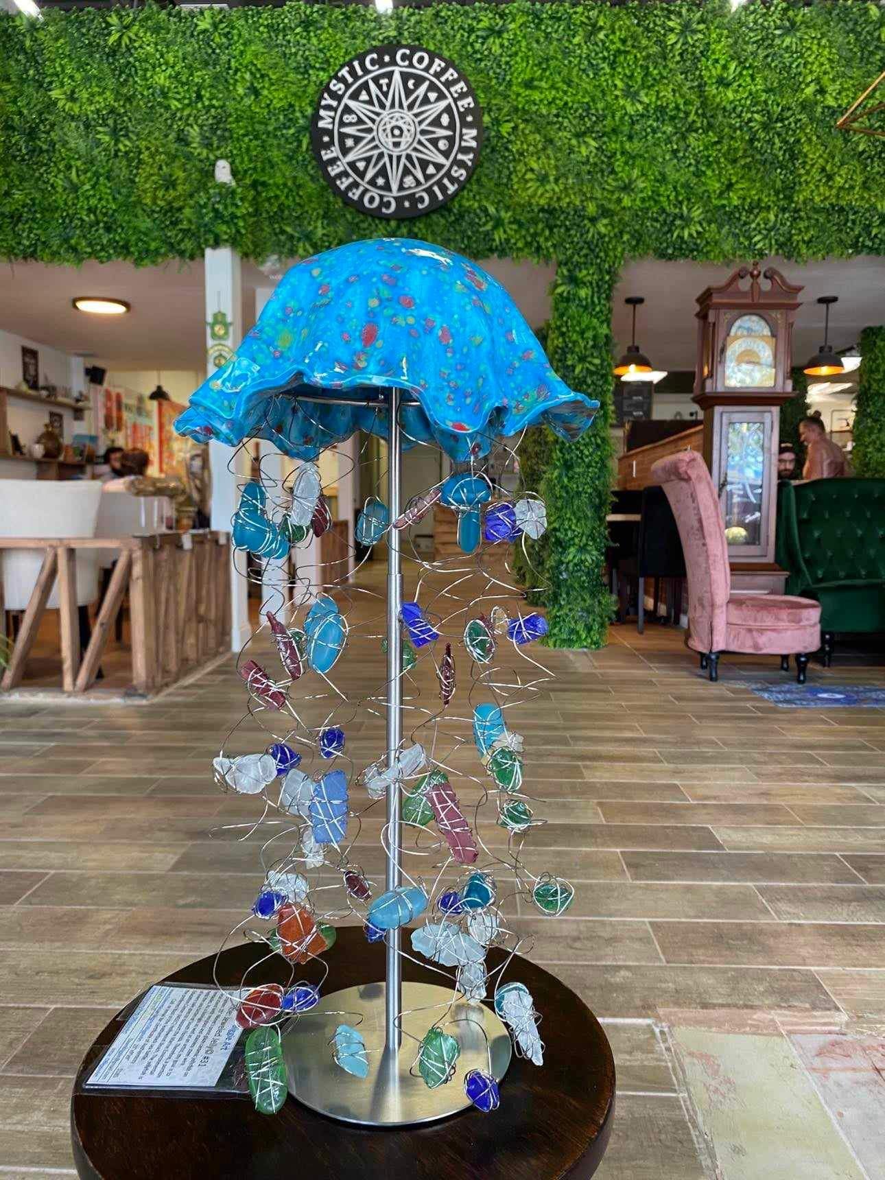Sea glass jellyfish lamp