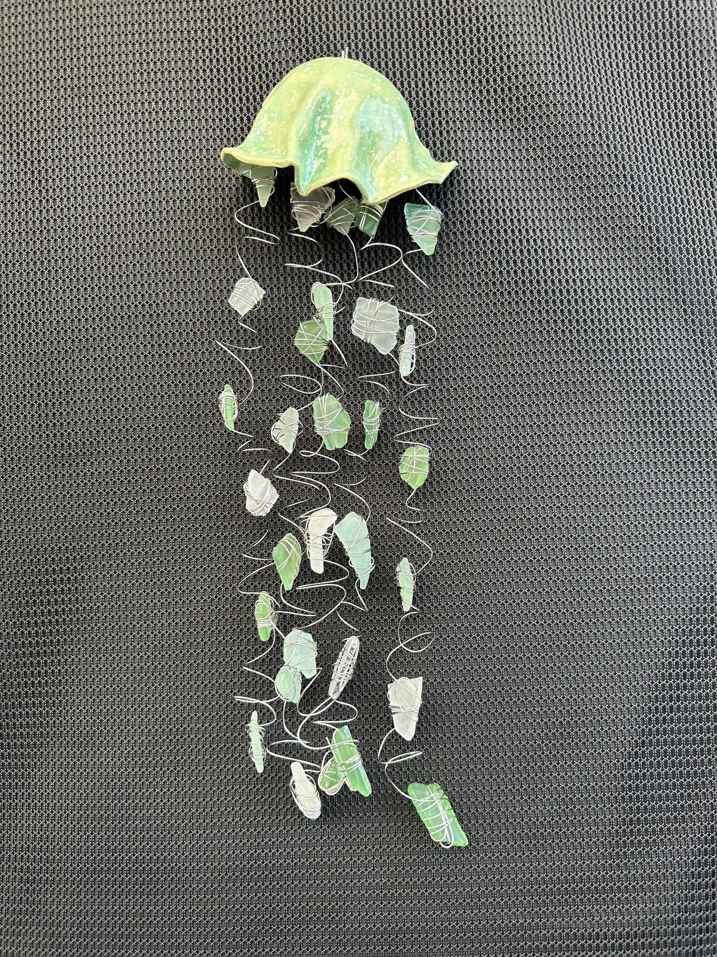 Mini Seafoam jellyfish with sea glass